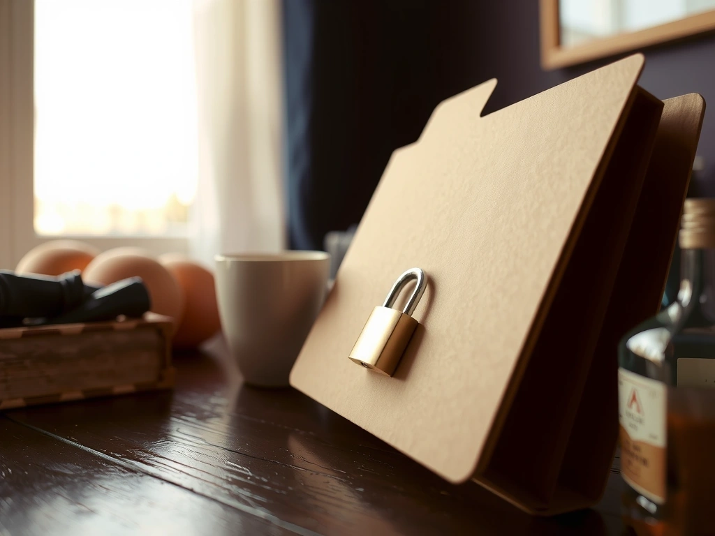 Vintage locked file folder representing data privacy