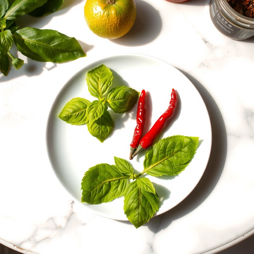 Fresh Thai herbs and vegetables